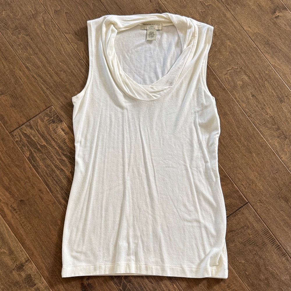 Banana Republic White Cowl Neck Tank Top